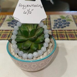 Hand Crafted Aquamarine Stretch Bracelet